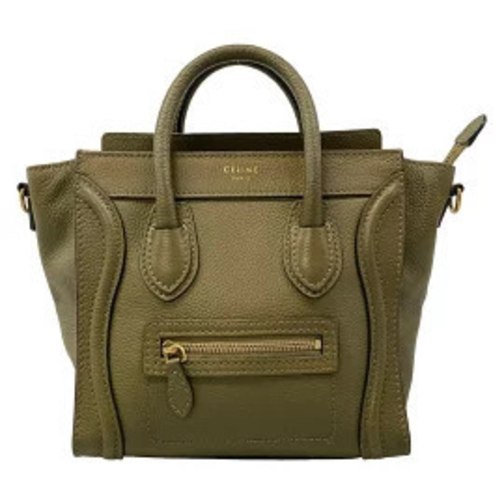 Celine Luggage Tote Shopper Handbag Khaki Green